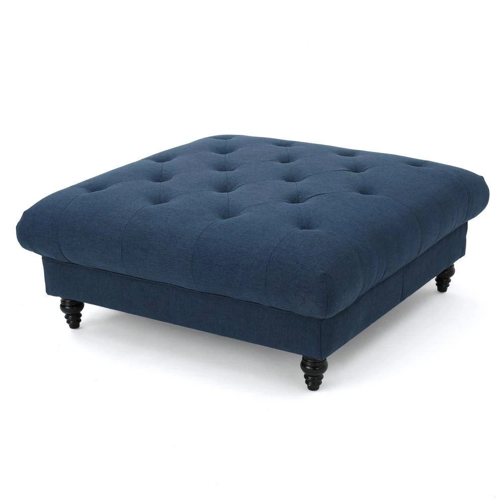 Bordeaux Dark Blue Square Ottoman by Noble House - Image 7
