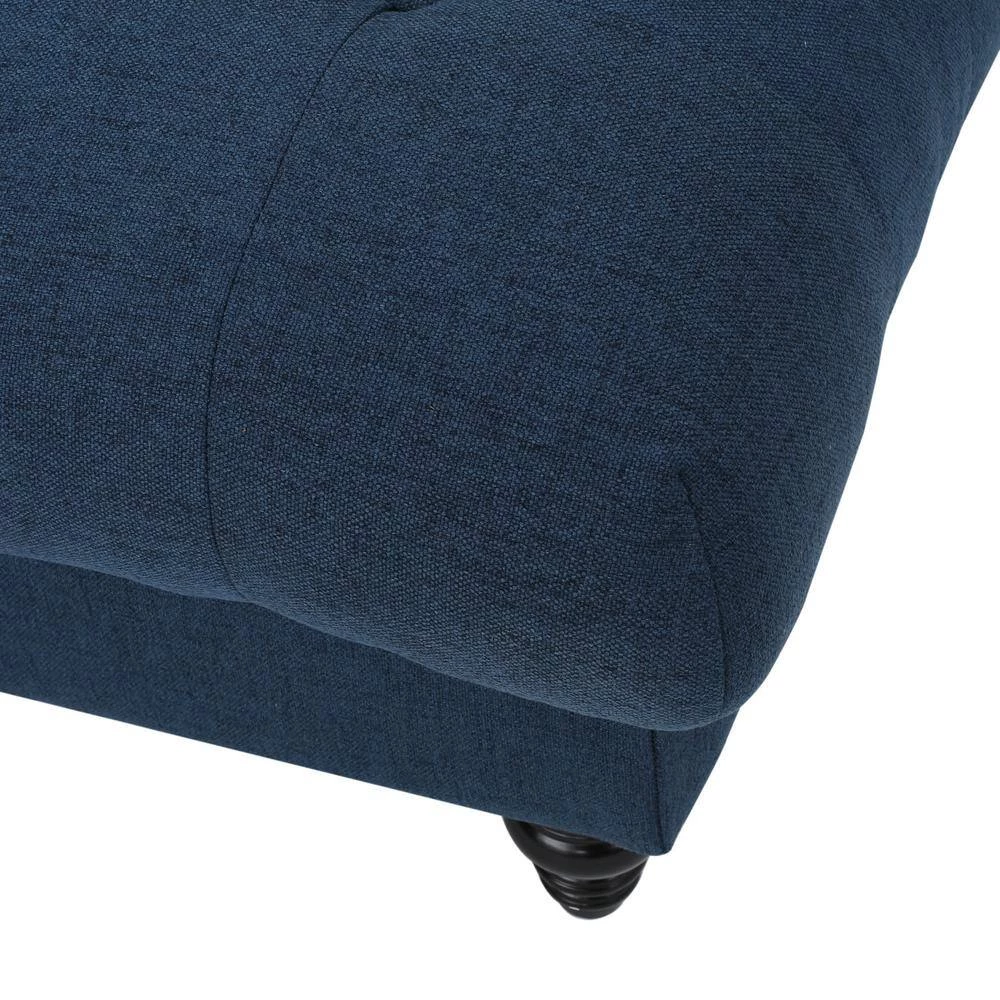Bordeaux Dark Blue Square Ottoman by Noble House - Image 9