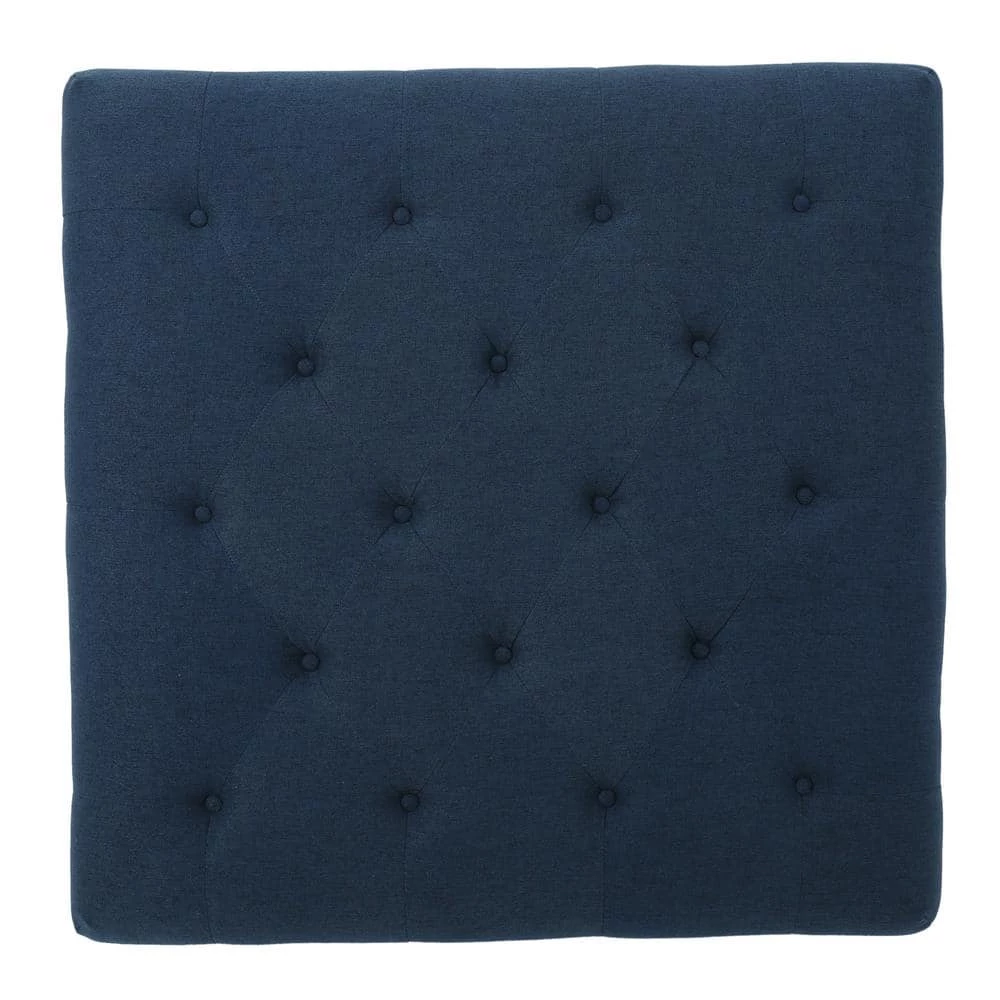 Bordeaux Dark Blue Square Ottoman by Noble House - Image 3