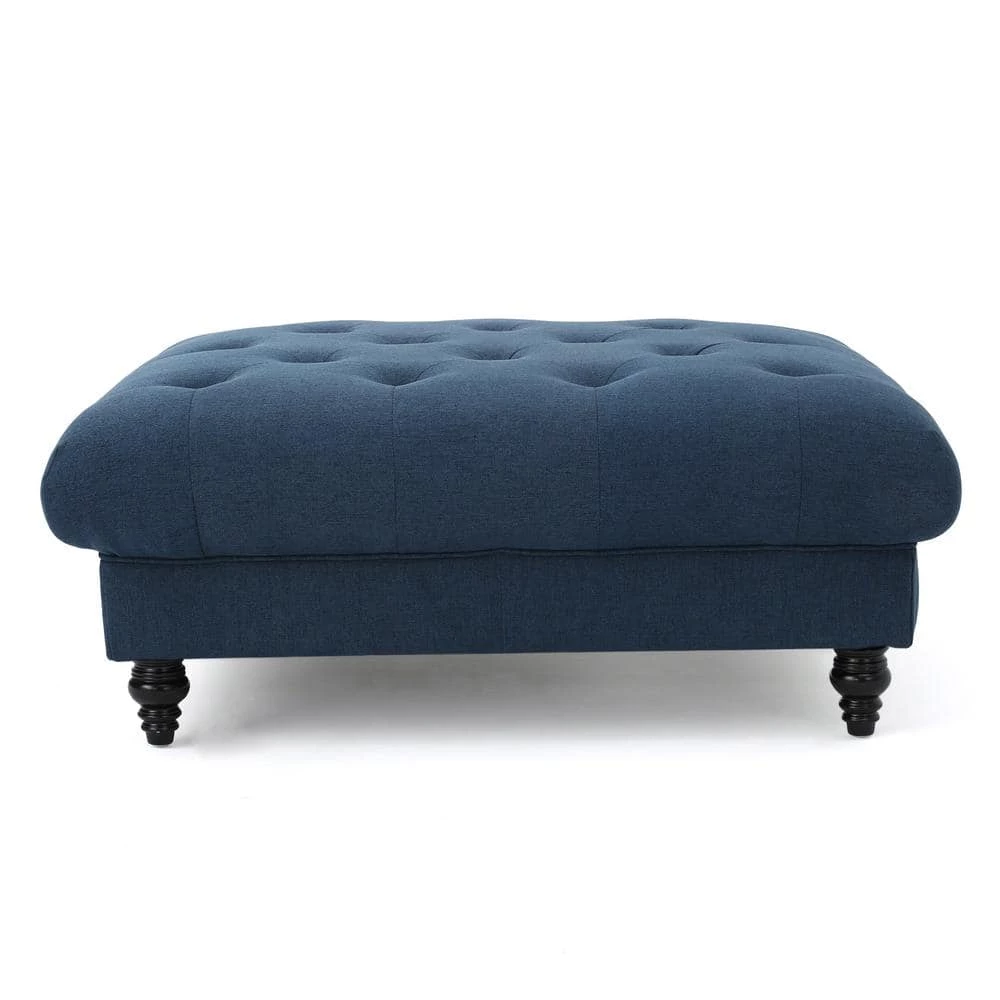 Bordeaux Dark Blue Square Ottoman by Noble House - Image 4