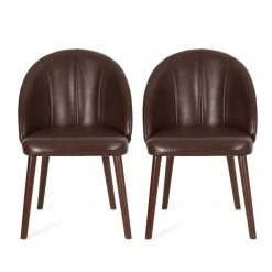 Canyon Dark Brown and Espresso Channel Stitch Dining Side Chair (Set of 2) by Noble House