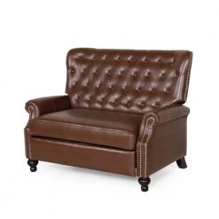 Dero Dark Brown and Espresso Tufted Oversized Recliner by Noble House