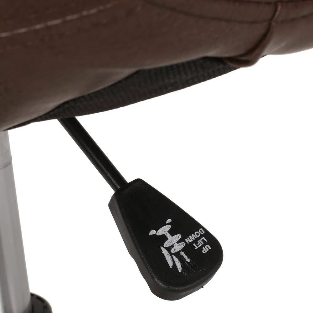 Wibaux Dark Brown and Matte Black Upholstery Swivel Office Chair by Noble House - Image 7