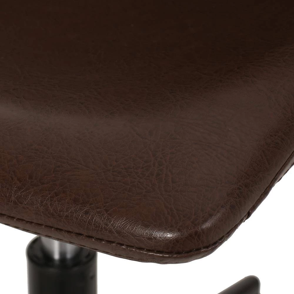 Wibaux Dark Brown and Matte Black Upholstery Swivel Office Chair by Noble House - Image 8