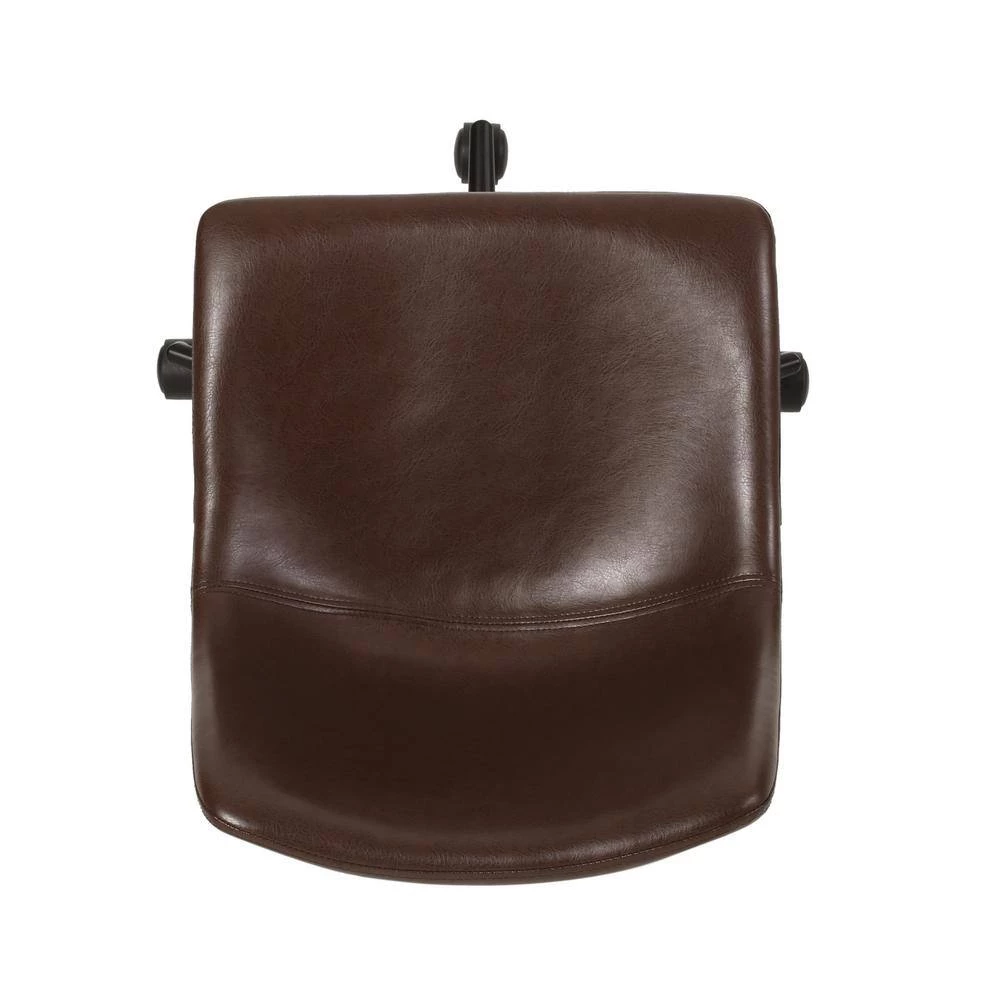 Wibaux Dark Brown and Matte Black Upholstery Swivel Office Chair by Noble House - Image 3