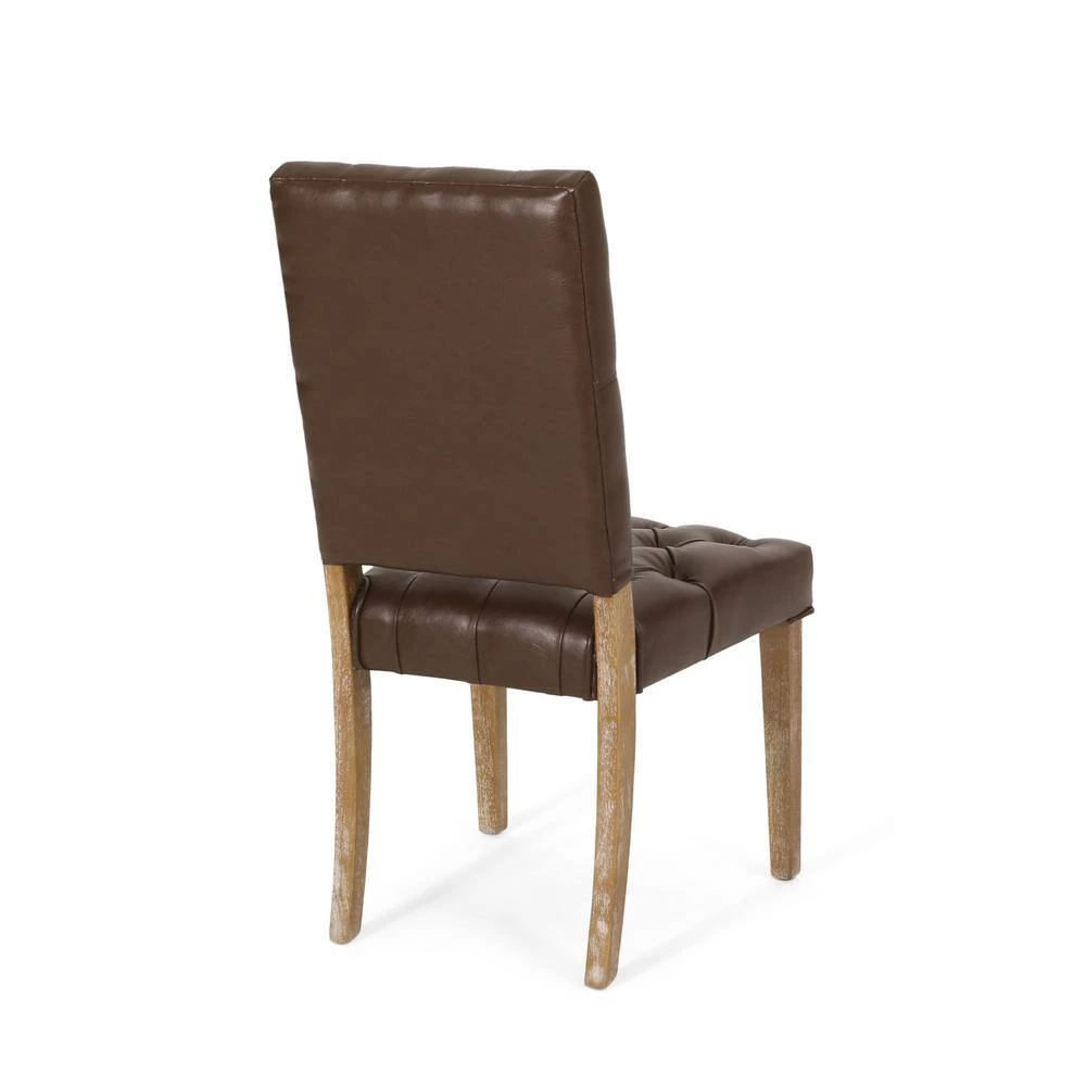 Uintah Dark Brown and Natural Tufted Dining Chair (Set of 4) by Noble House - Image 4