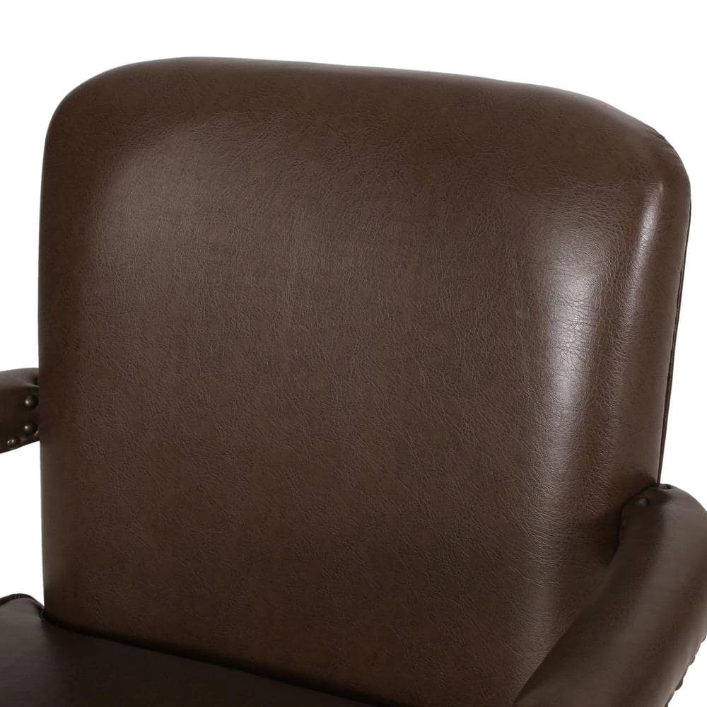 Ardson Dark Brown and Natural Faux Leather Dining Arm Chairs (Set of 2) by Noble House - Image 10