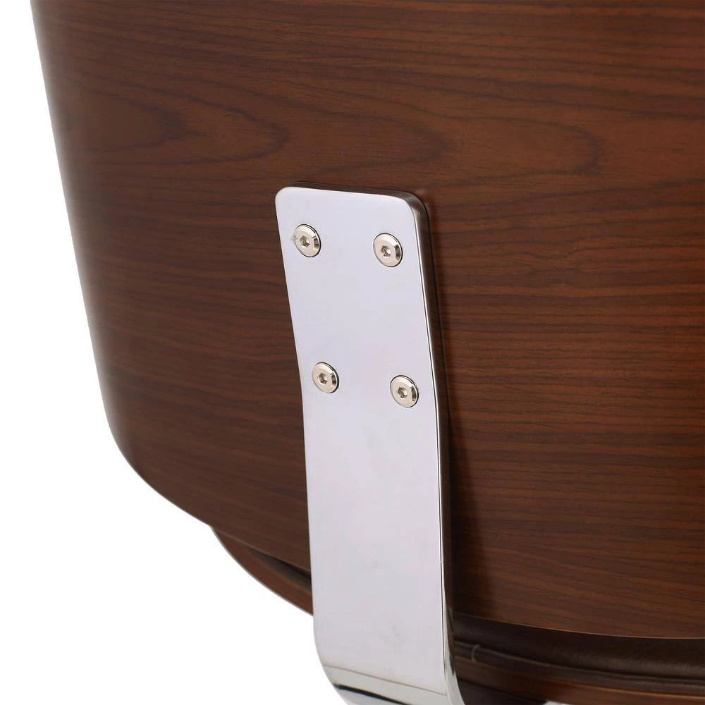 Trion Dark Brown and Walnut Faux Leather Swivel Task Chairs by Noble House - Image 6