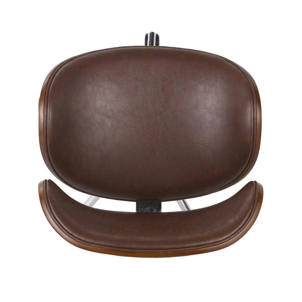 Trion Dark Brown and Walnut Faux Leather Swivel Task Chairs by Noble House - Image 9