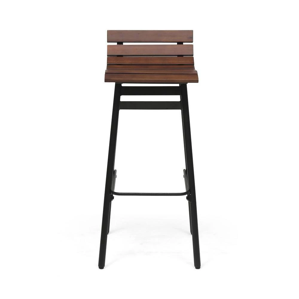 Pepperwood 35 in. Dark Brown and Black Wooden Bar Stools (Set of 2) by Noble House - Image 7