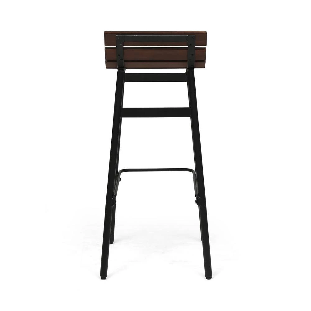Pepperwood 35 in. Dark Brown and Black Wooden Bar Stools (Set of 2) by Noble House - Image 5
