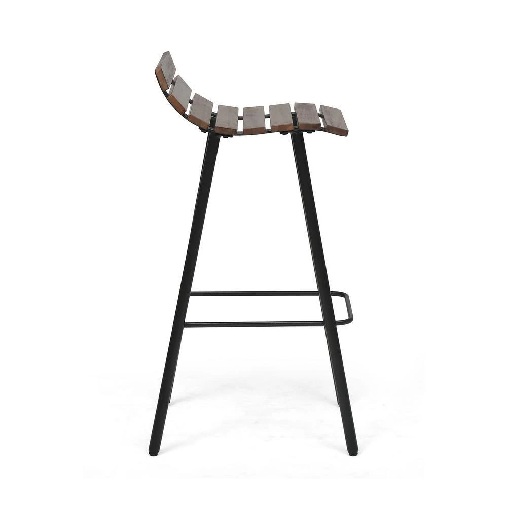 Pepperwood 35 in. Dark Brown and Black Wooden Bar Stools (Set of 2) by Noble House - Image 2