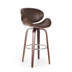 Cordele 42.75 in. Dark Brown and Walnut Swivel Bar Stool by Noble House