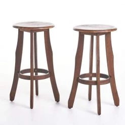 Ruthie 30 in. Dark Brown Wood Outdoor Bar Stool (2-Pack) by Noble House