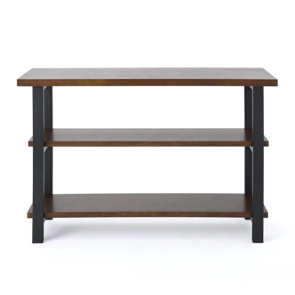 Fredrico 29.50 in. Dark Brown Wood 2-Shelf Etagere Bookcase by Noble House