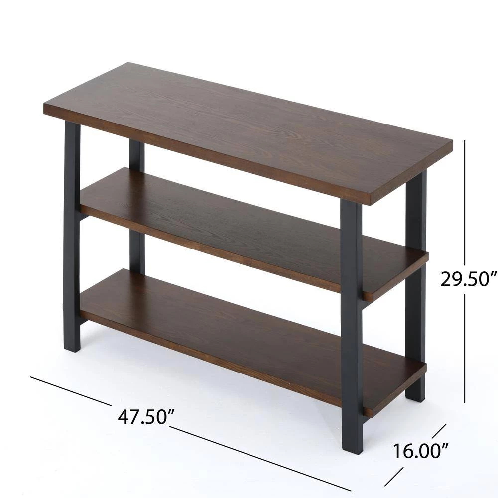 Fredrico 29.50 in. Dark Brown Wood 2-Shelf Etagere Bookcase by Noble House - Image 2