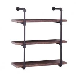 Staci 34.75 in. Dark Brown Wood 3-Shelf Accent Bookcase by Noble House