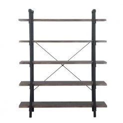 Kodiak 70 in. Dark Brown Wood 5-Shelf Etagere Bookcase by Noble House