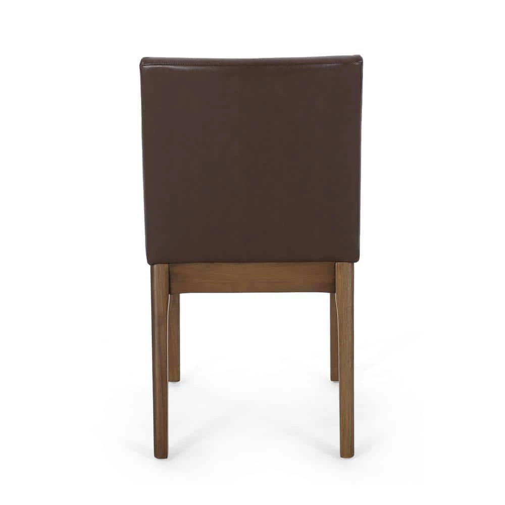 Joseph Cognac Brown Upholstered Faux Leather Dining Chair (Set of 6) by Noble House - Image 4