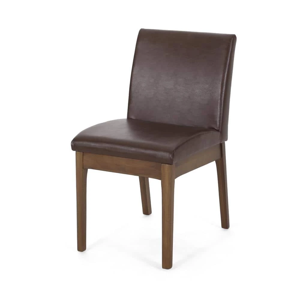 Joseph Cognac Brown Upholstered Faux Leather Dining Chair (Set of 6) by Noble House - Image 5