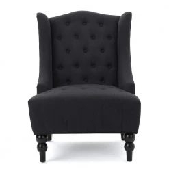 Toddman Dark Charcoal Polyester High Back Club Chair by Noble House