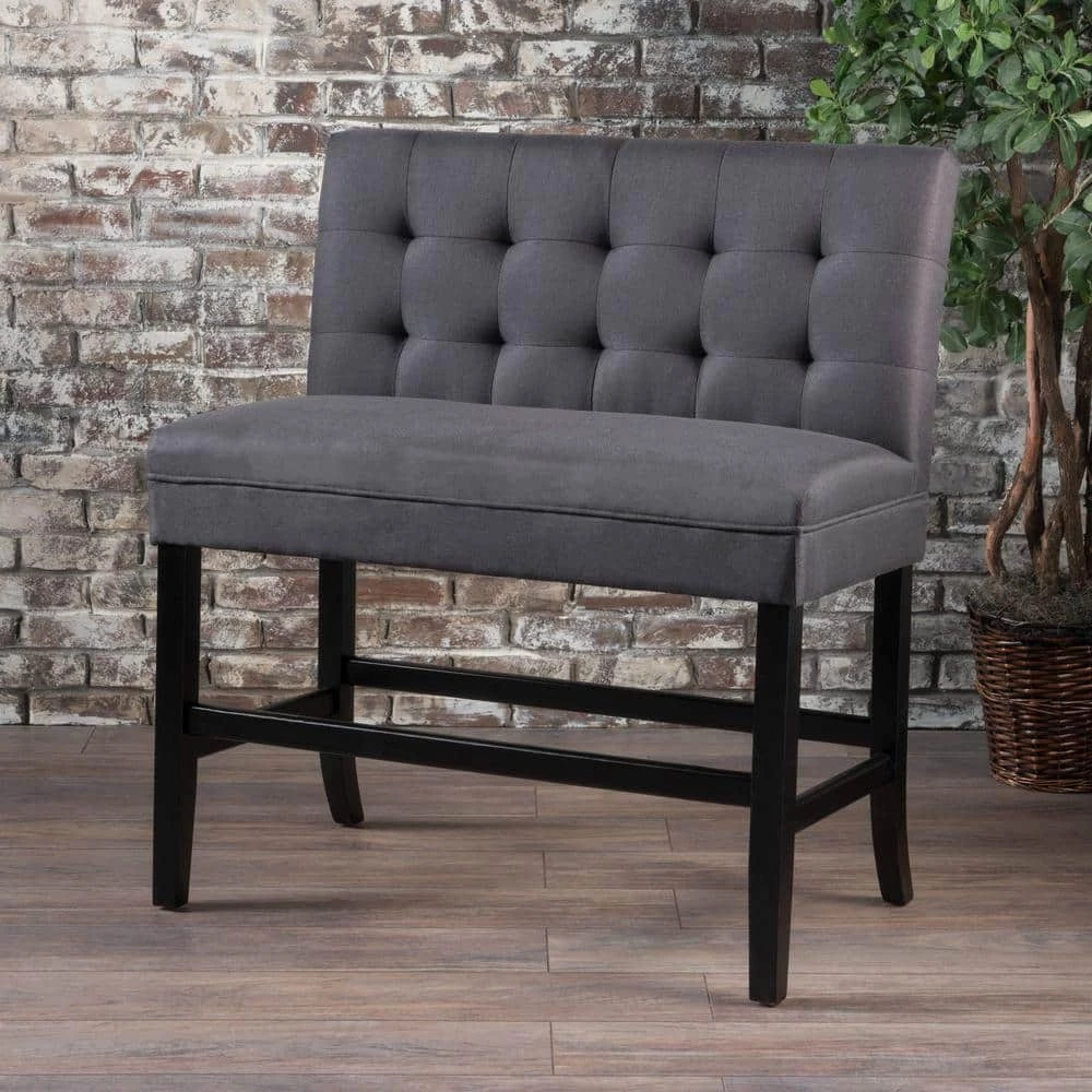 Kenan Charcoal Bar Stool Bench 37.50 in. x 21.00 in. by Noble House - Image 6