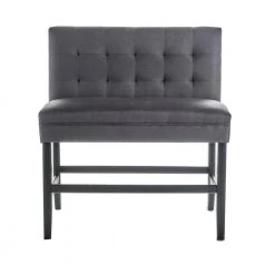 Kenan Charcoal Bar Stool Bench 37.50 in. x 21.00 in. by Noble House