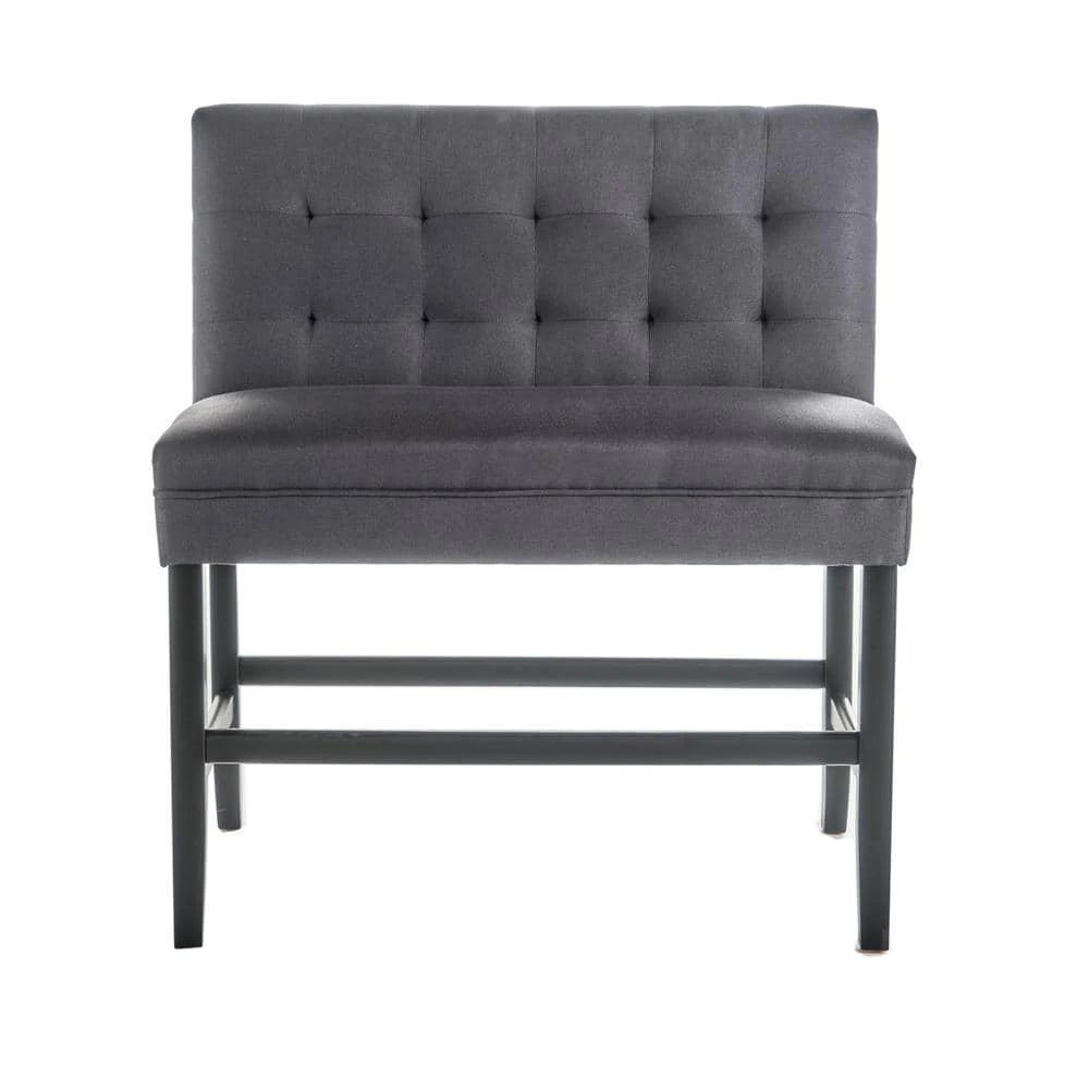 Kenan Charcoal Bar Stool Bench 37.50 in. x 21.00 in. by Noble House