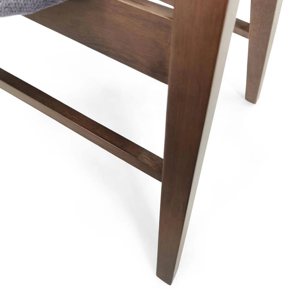 Marten Dark Gray and Walnut Fabric Upholstered Dining Chair (Set of 2) by Noble House - Image 8