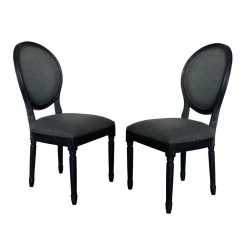 Hiro Traditional Dark Gray Fabric Armless Dining Chairs (Set of 2) by Noble House