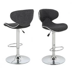 Carlota 24 in. - 32 in. Dark Grey Tweed Modern Fabric Swivel Bar Stool (Set of 2) by Noble House