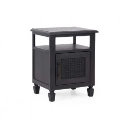 Trillium Dark Gray Nightstand with Cabinet Deep 24.00 in. H x 19.50 in. W x 15.75 in. D by Noble House