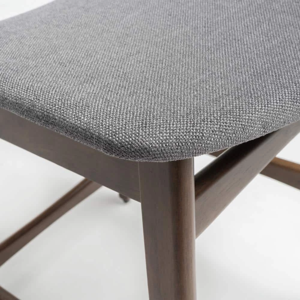 Gavin 36.4 in. Dark Grey/Walnut Fabric Counter Chairs (Set of 2) by Noble House - Image 5