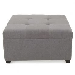 Carlsbad Dark Grey Storage Ottoman by Noble House