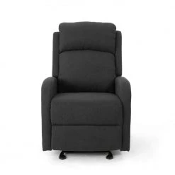 Alouette Dark Gray Fabric Rocking Recliner by Noble House