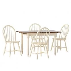 Roseville 5-Piece White and Dark Oak Dining Set by Noble House