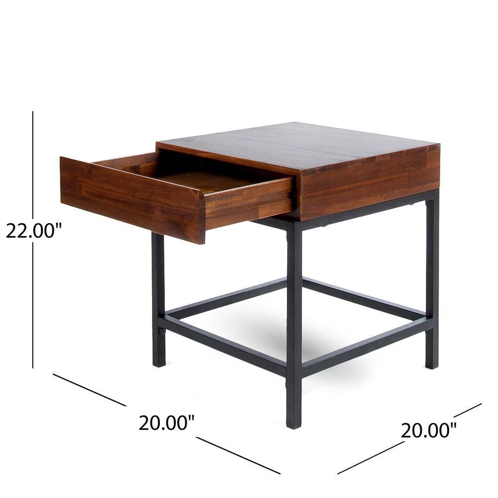44 in. Rectangular Dark Oak 2 Drawer Computer Desk with Built-In Storage by Noble House - Image 7