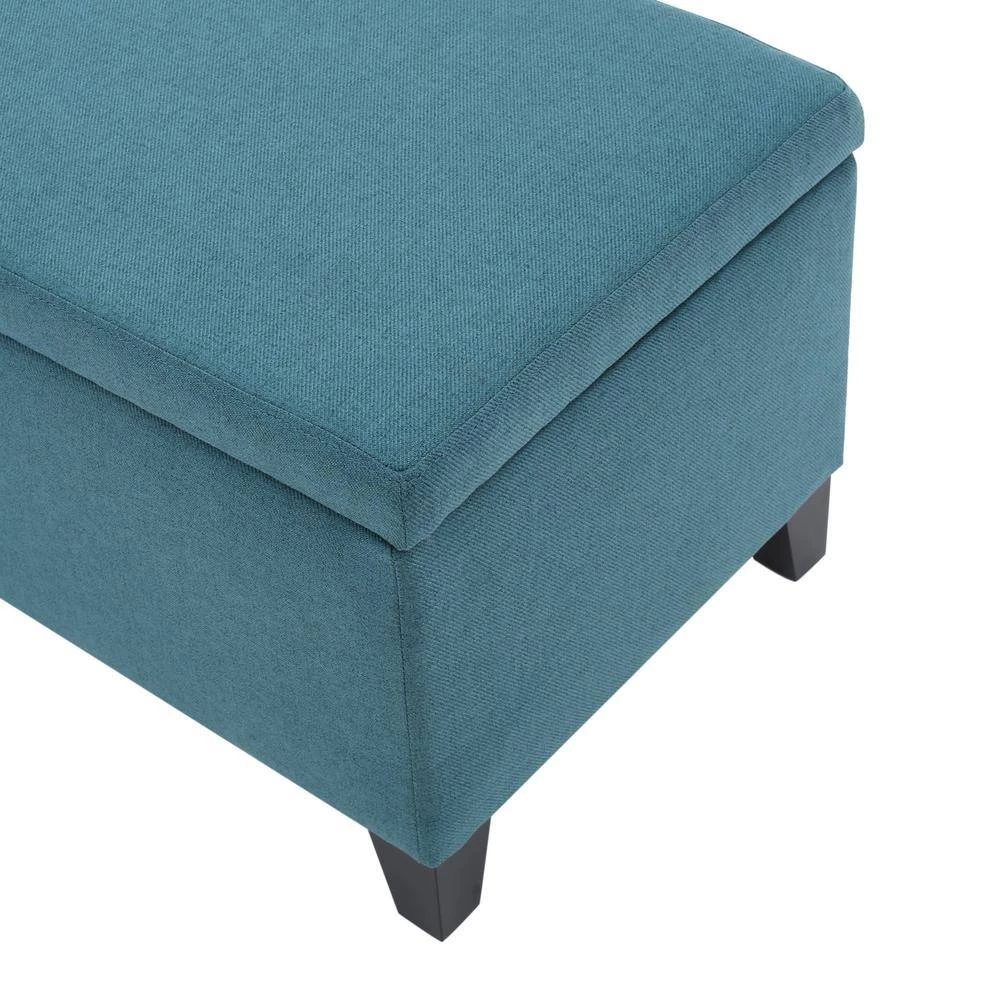 Cleo Dark Teal Fabric Storage Bench by Noble House - Image 5