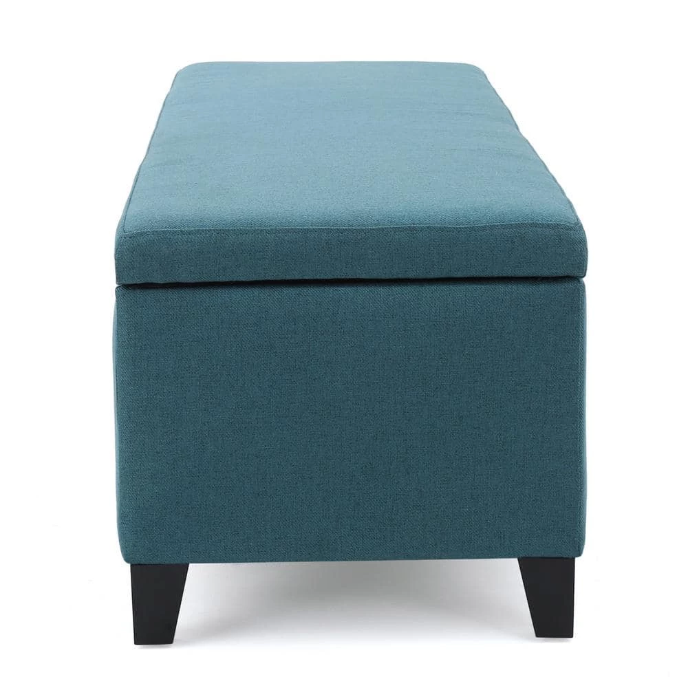 Cleo Dark Teal Fabric Storage Bench by Noble House - Image 2