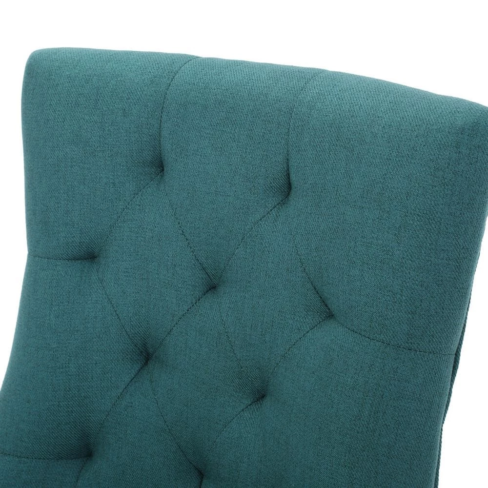 Hayden Dark Teal Upholstered Dining Chairs (Set of 2) by Noble House - Image 6