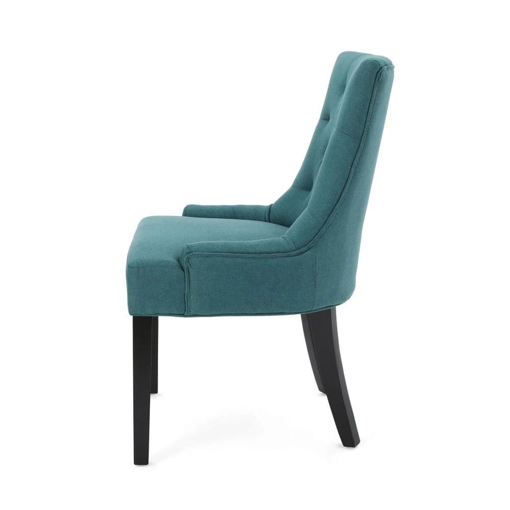 Hayden Dark Teal Upholstered Dining Chairs (Set of 2) by Noble House - Image 2