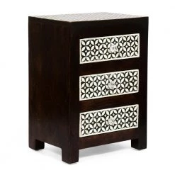 Bonsallo 3-Drawer Dark Walnut Nightstand (24.00 in. x 17.00 in. x 12.00 in.) by Noble House