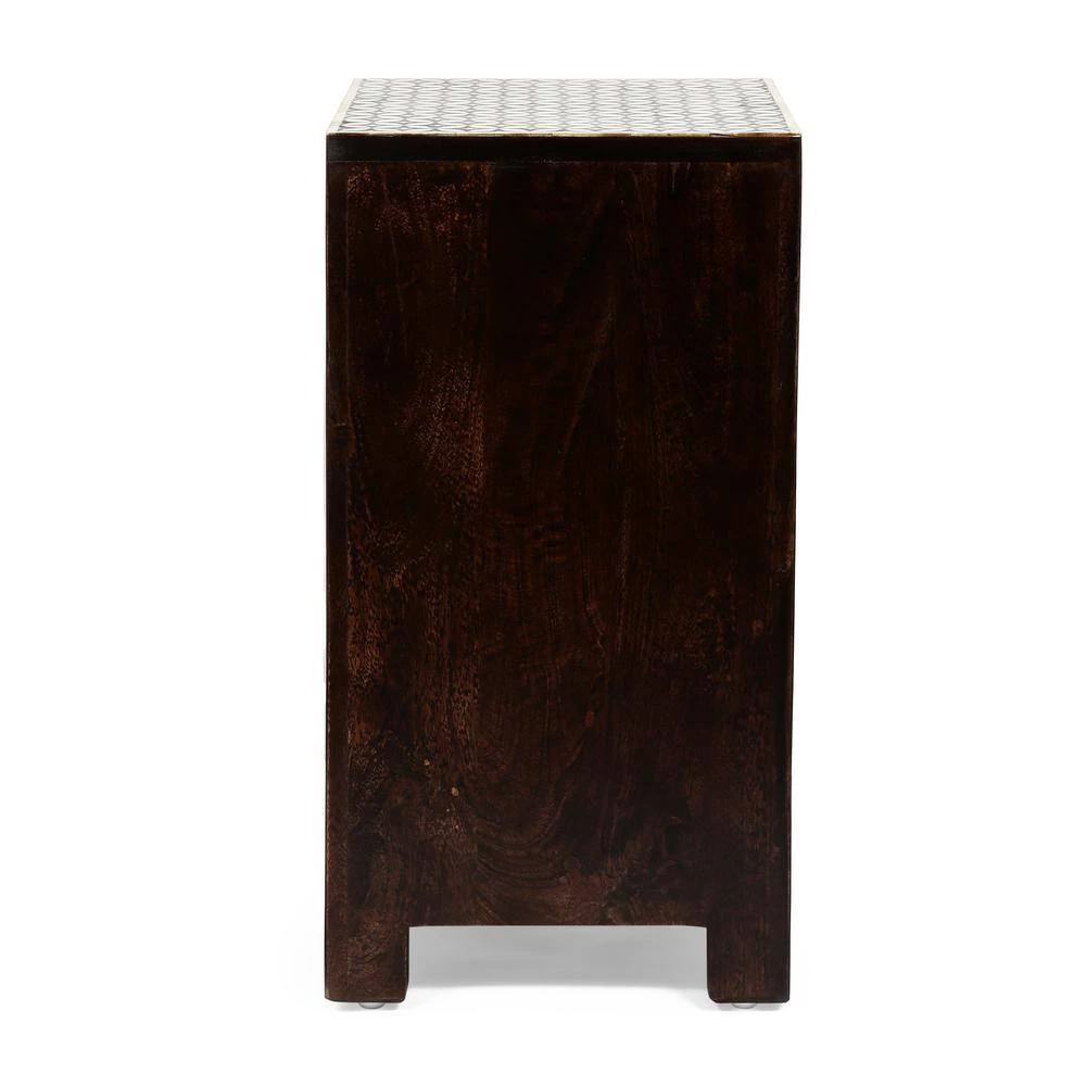 Bonsallo 3-Drawer Dark Walnut Nightstand (24.00 in. x 17.00 in. x 12.00 in.) by Noble House - Image 2