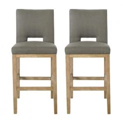 Elmcrest 45.5 in. High Back Deep Gray and Weathered Natural Wood Barstool (Set of 2) Extra Tall by Noble House