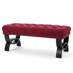 Scarlett Deep Red Bench Upholstered (16.75 in. x 41 in. x 17.25 in.) by Noble House