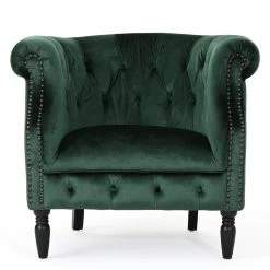 Akira Emerald Velvet Upholstered Club Chair by Noble House