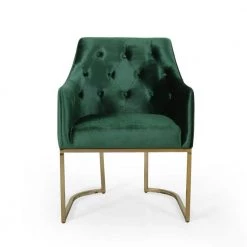 McDonough Emerald Velvet Tufted Side Chair by Noble House