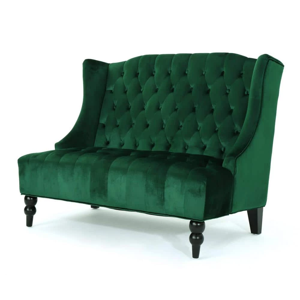 Leora Emerald Velvet 2-Seater Loveseat by Noble House - Image 8