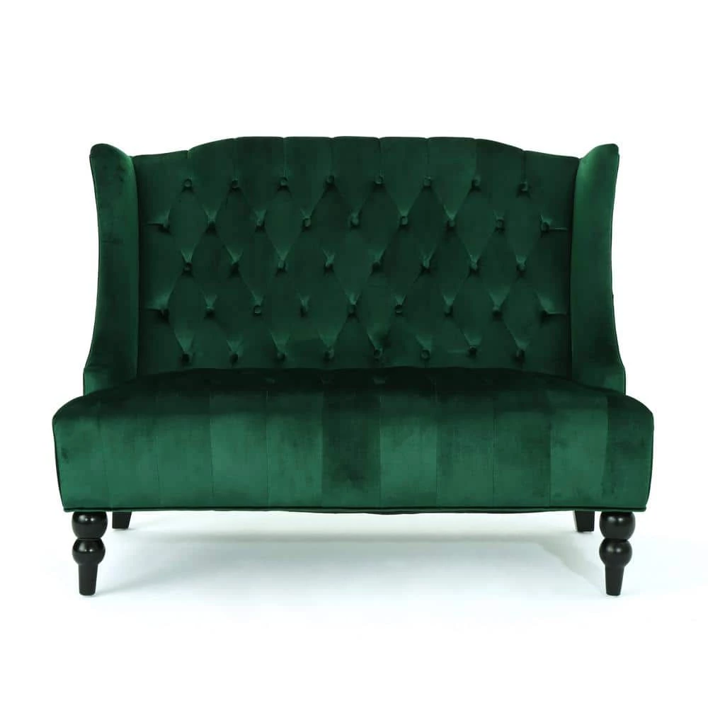 Leora Emerald Velvet 2-Seater Loveseat by Noble House