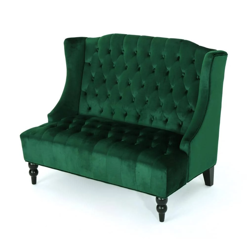 Leora Emerald Velvet 2-Seater Loveseat by Noble House - Image 9
